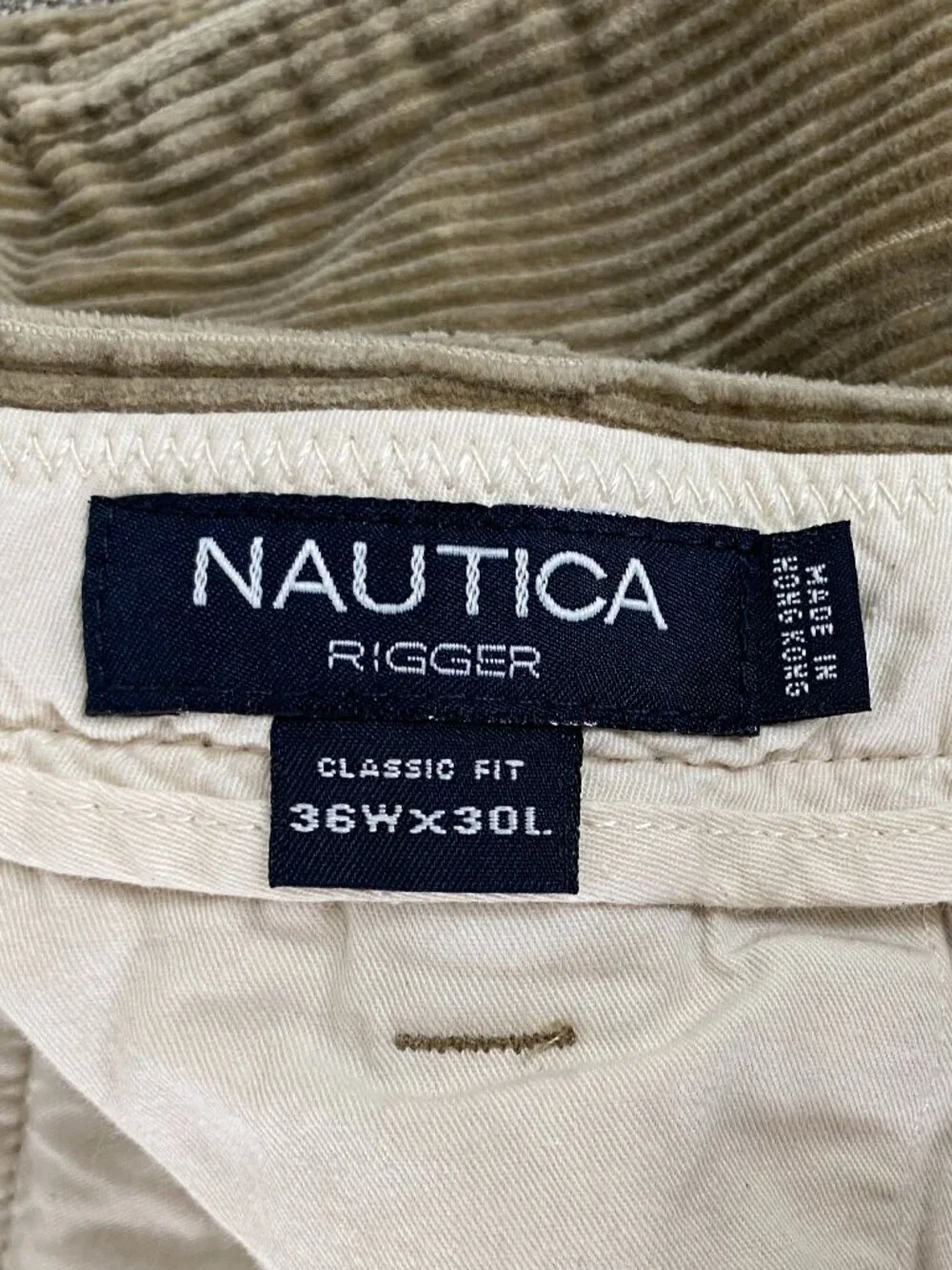 VTG Nautica Rigger Classic Fit Corduroy Dress Pants Men's 36 x 30 Mid Rise Brown